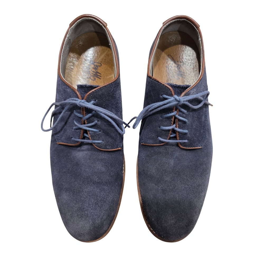 Johnston & Murphy Barlow Mens 9 M Navy Nubuck Suede Sheepskin Lace Up Oxford